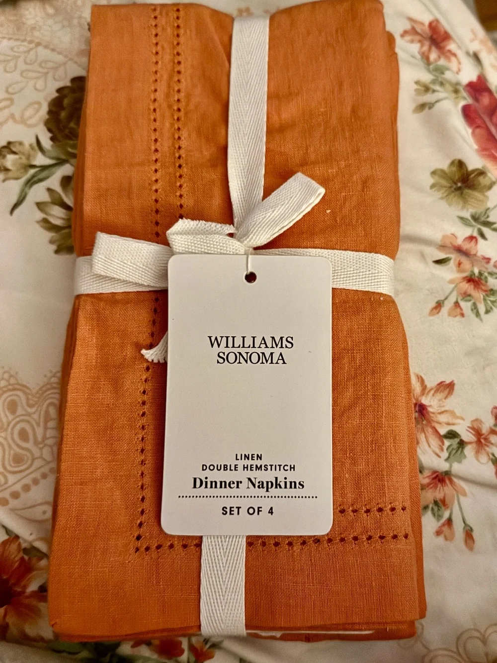 Williams Sonoma Linen Double Hemstitch Napkins 🍁🍂